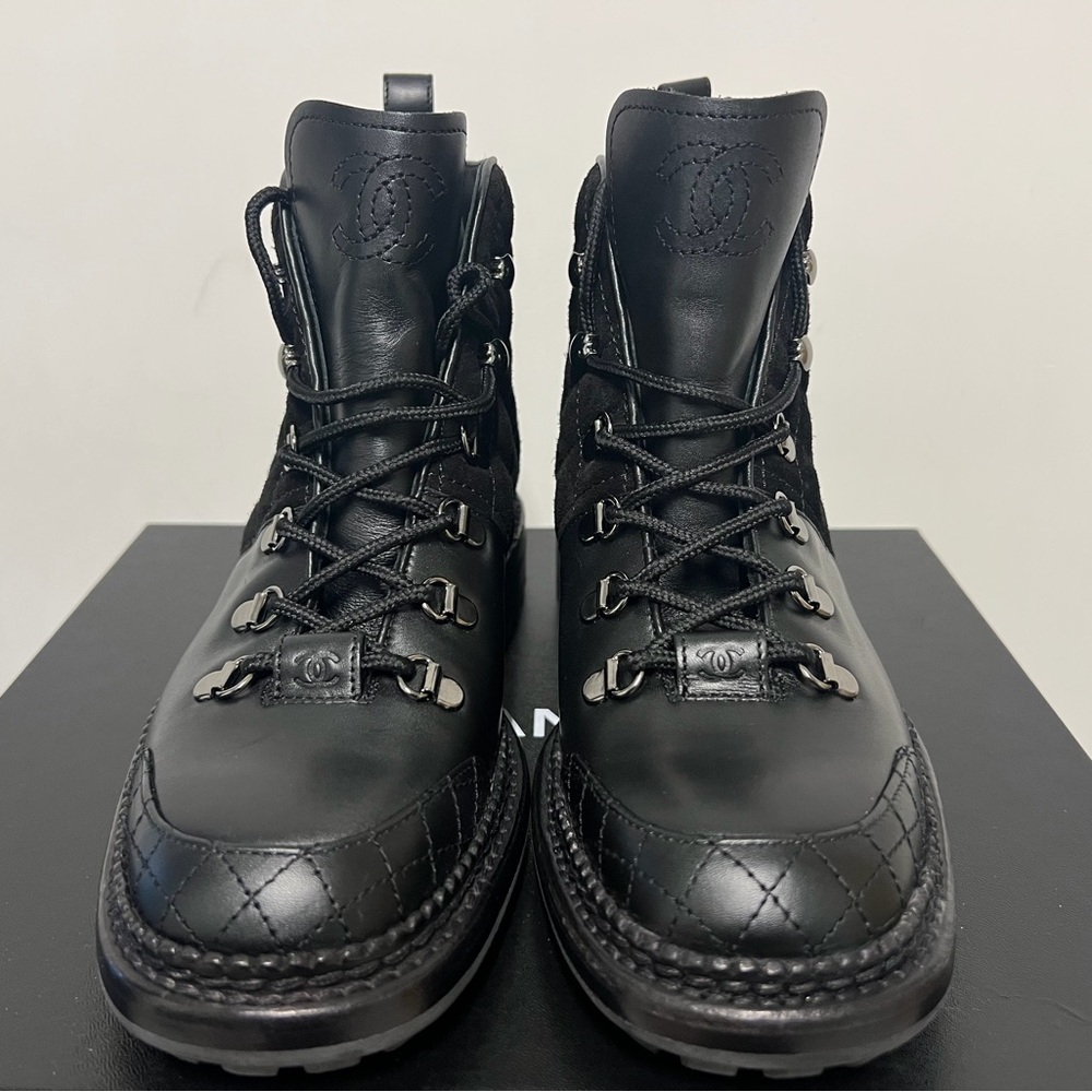 CHANEL Black Leather Boots